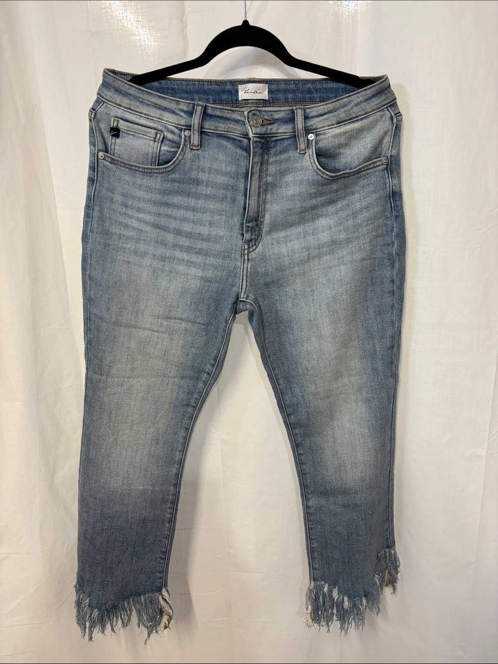 Kancan Light Blue Frayed Hem Jeans size 13, waist 31"